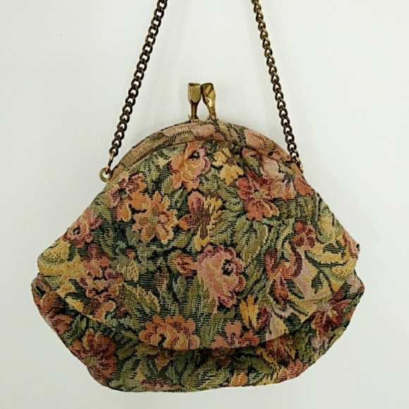 Vintage Tapestry Mini Handbag w/ Wrist Chain - Picture 2 of 6